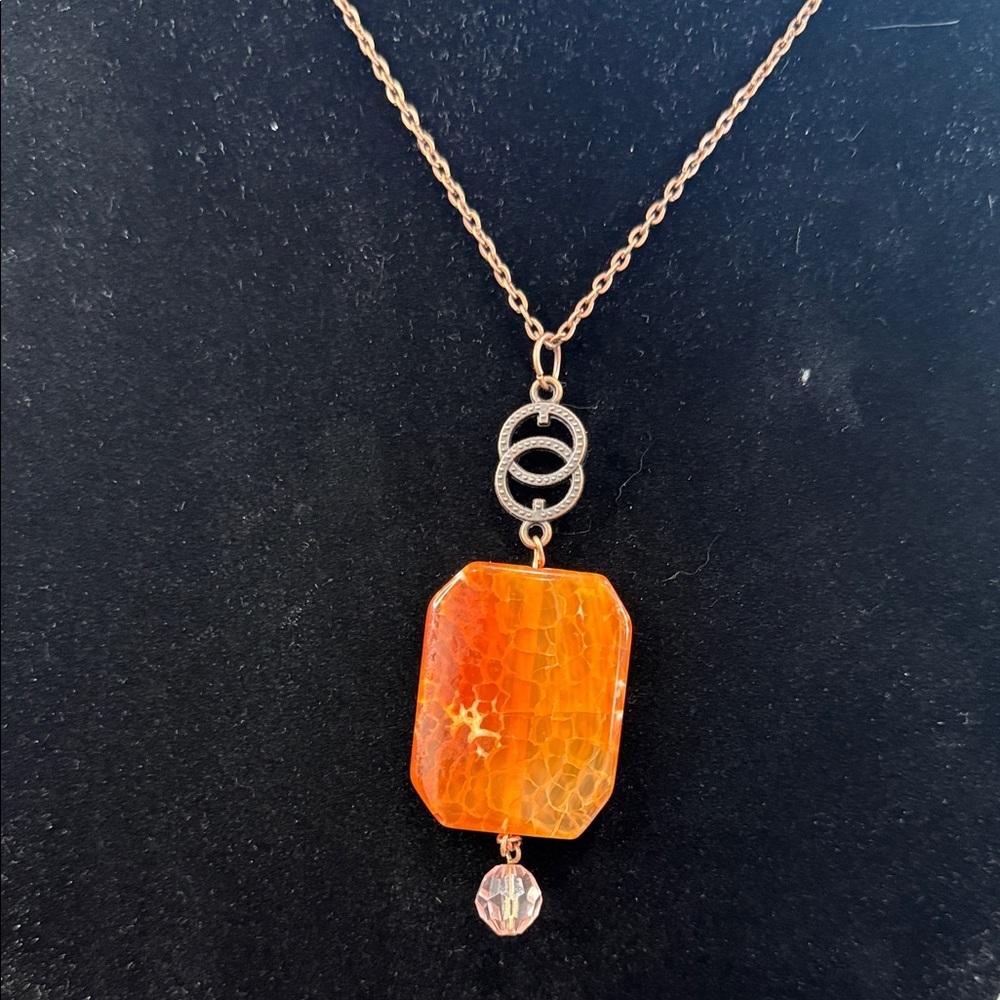 Vintage Elegant Orange Pendant Necklace
